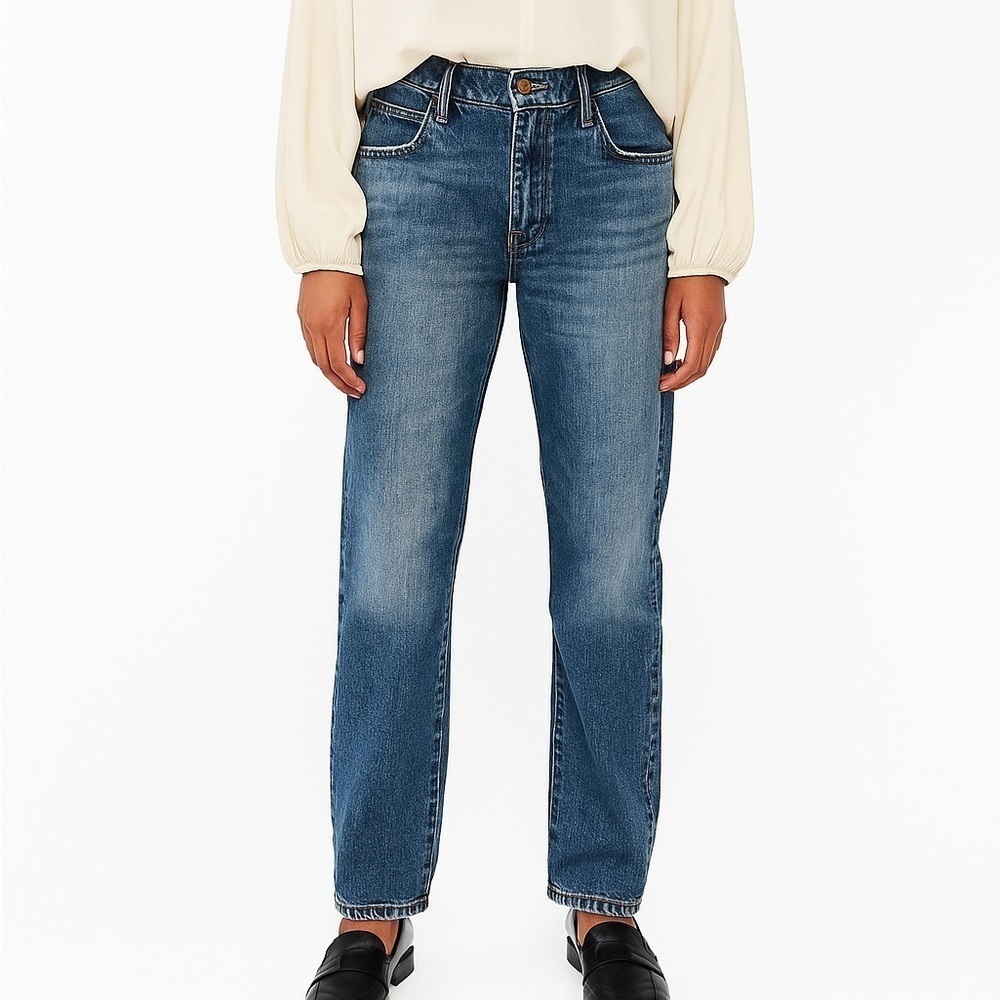 TRIARCHY High Rise Slim Fit Straight Leg Jeans